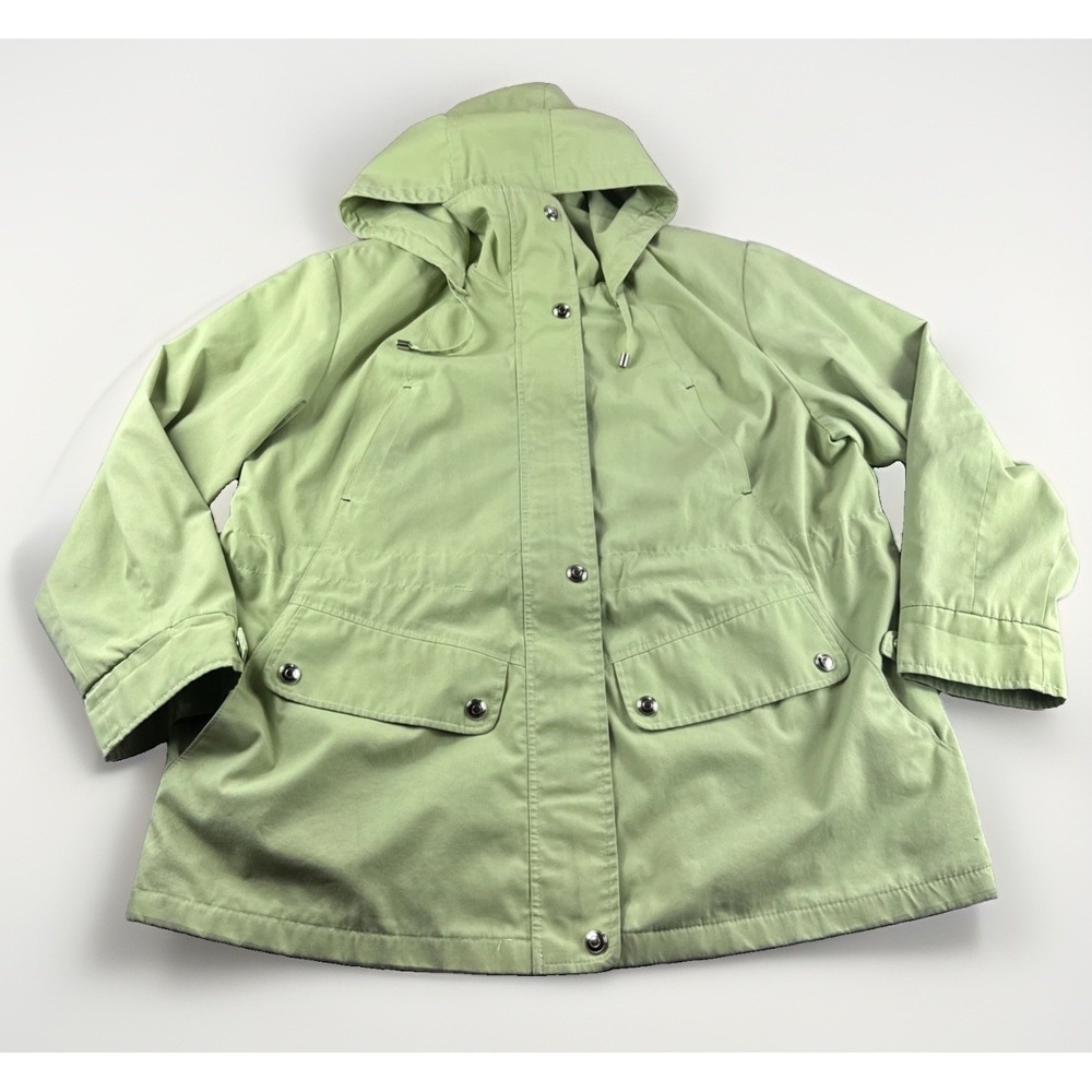 Mackintosh Jacket Women 1X Green Zip Up Coat Outdoors Windbreaker Pockets READ